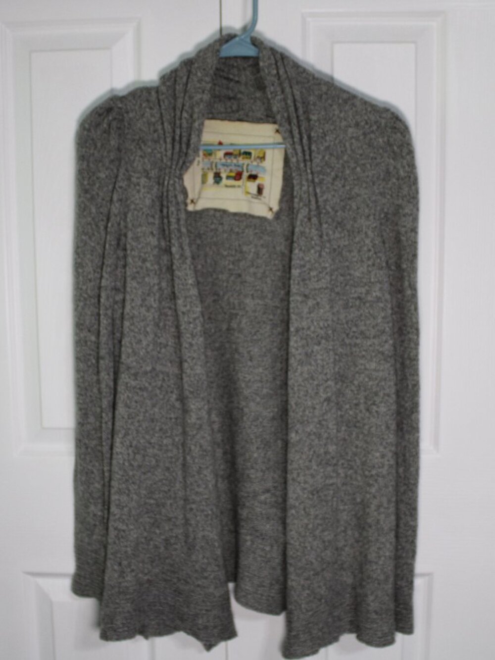 Anthropologie Meguro River Gray Open Front Wool-Blend Sweater Cardigan